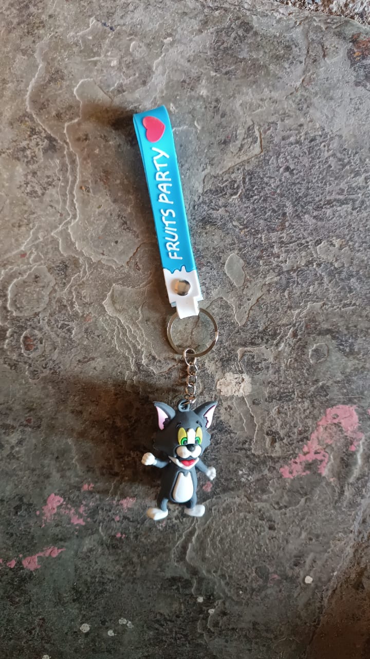 Cute Silicone 3D Key Chain with Metal Hook & Strap (Pack of 1)