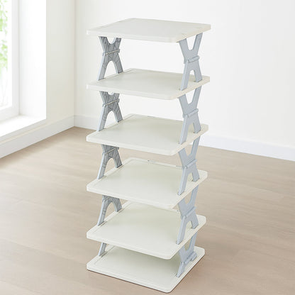 Smart 6-Layer Shoe Rack – Foldable, Collapsible & Heavy-Duty Plastic Stand for Home Entryway Storage Organizer (Mix Color)