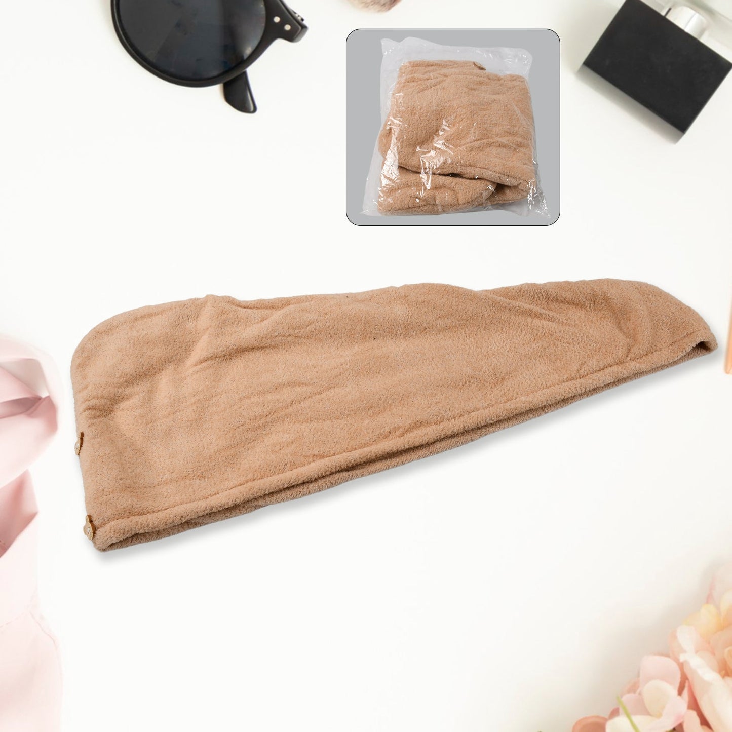 Microfiber Hair Wrap Towel Cap – Quick-Dry, Absorbent Turban Cap (1 Pc), Hair accessories