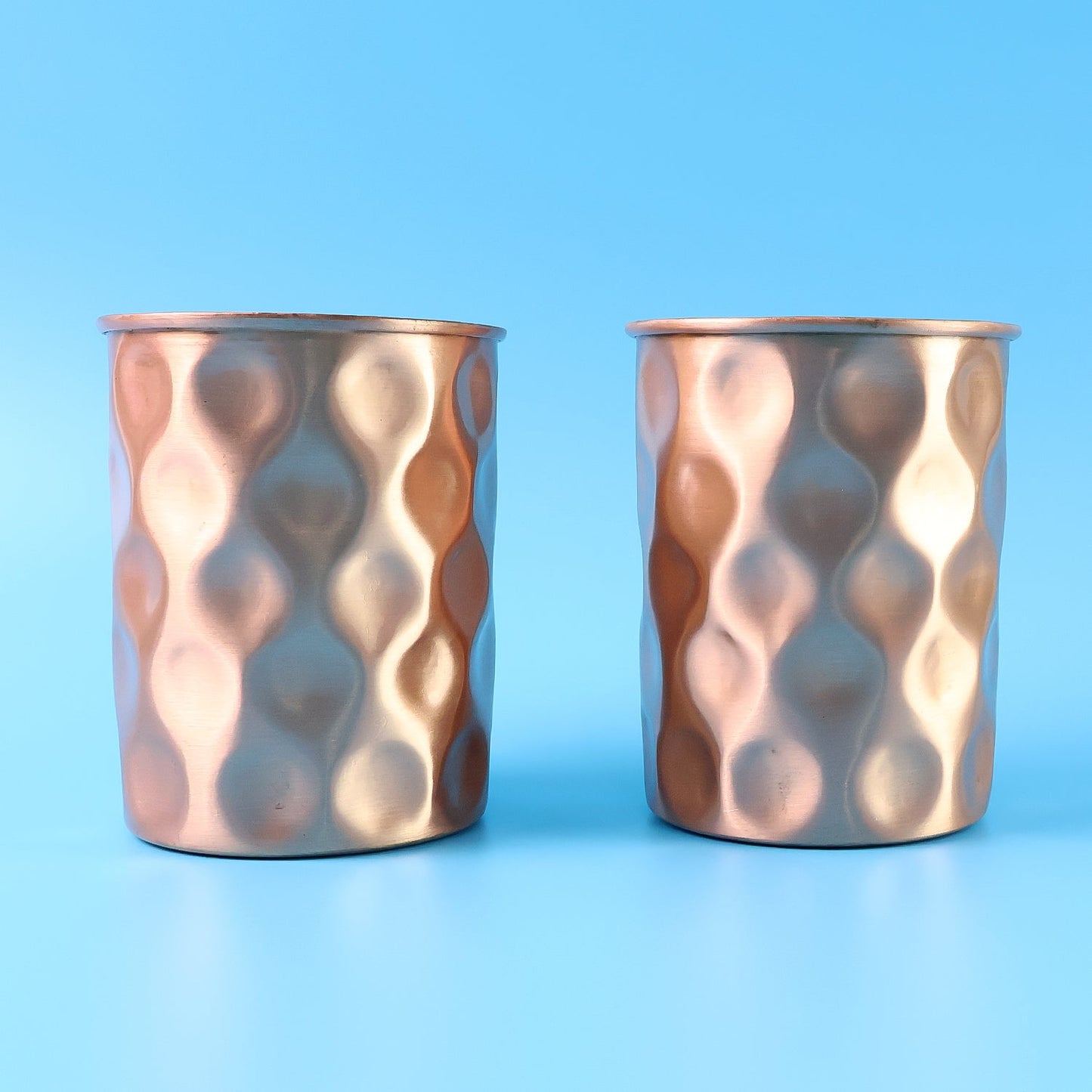 Diamond Cut Copper Water Bottle 2 Glasses with Gift Box (3 Pcs Set)