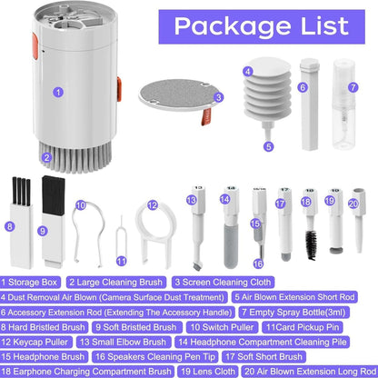 20-in-1 Keyboard Cleaner Kit – Electronic Cleaning Brush, Spray & Tools for Laptop, Phone, Camera & More