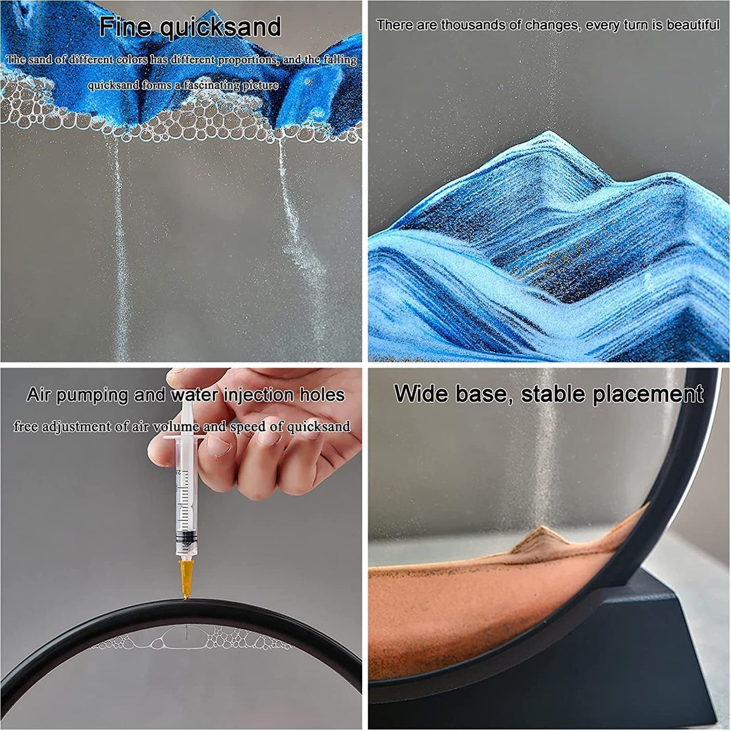 3D Moving Sand Art – Liquid Motion Deep Sea Sandscape with Round Glass Frame (1 Pc)