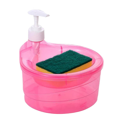 2-in-1 Double Layer Liquid Soap Dispenser with Pump & Sponge – Practical Kitchen & Hotel Sink Soap Pump Bottle (Rectangle)