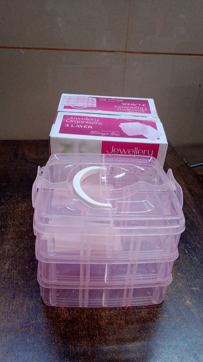 Versatile 18-Grid 3-Layer Transparent Plastic Organizer Box with Adjustable Dividers for Jewelry & Fishing Hooks