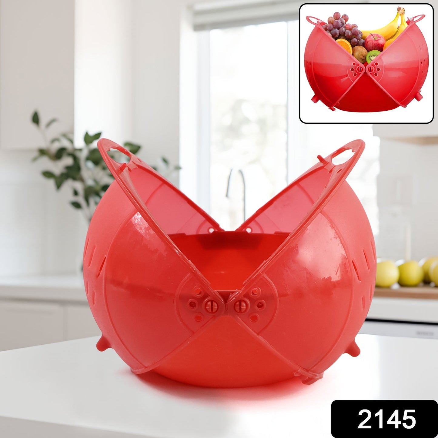 Plastic Revolving Multi Functional Rice, Vegetable Fruit Wash Basket Bowl